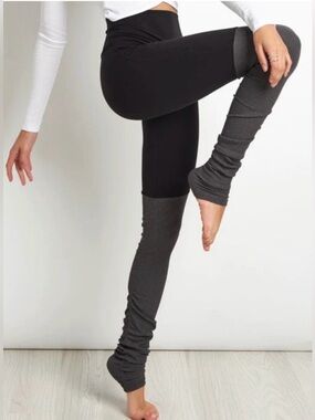 Alo Yoga Goddess Two Tone Black Gray Ribbed Gym Leggings Small